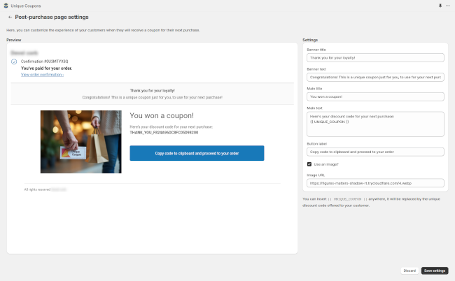 Customize and preview your post-purchase page